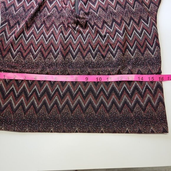 Glitter Red Maroon Zig Zag Print Tunic Top - One Size Fits Most - Picture 6 of 14